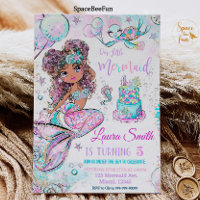 Mermaid Birthday Invitation Unicorn Black Mermaid 