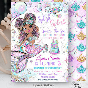 Mermaid Birthday Invitation Unicorn Black Mermaid