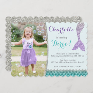 Mermaid Birthday Invitation with Photo