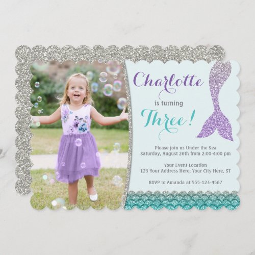 Mermaid Birthday Invitation with Photo