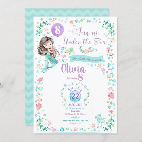 Mermaid Birthday Invitations Mermaid Party Girls