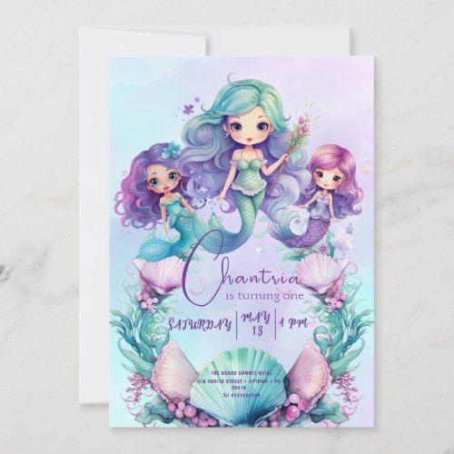 Mermaid Birthday Little Mermaid Invitation