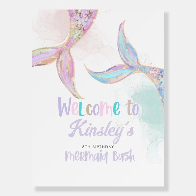 mermaid birthday, mermaid party Welcome,  Foam Board (Front)