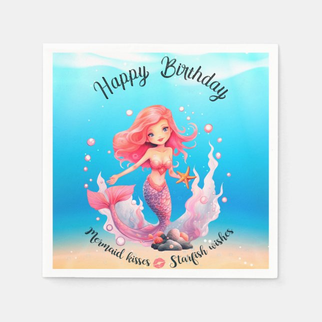 Mermaid Birthday Napkins (Front)