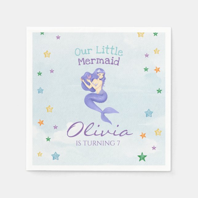 Mermaid Birthday Napkins (Front)
