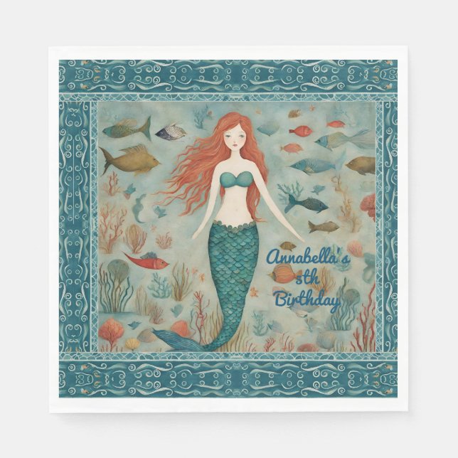 Mermaid Birthday Napkins (Front)