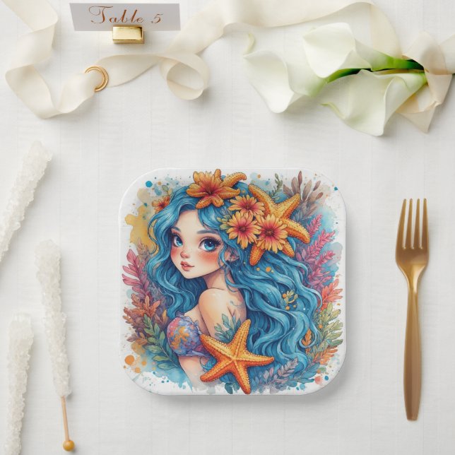 mermaid Birthday or Shower  Paper Plates (Wedding)