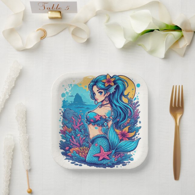 mermaid Birthday or Shower  Paper Plates (Wedding)