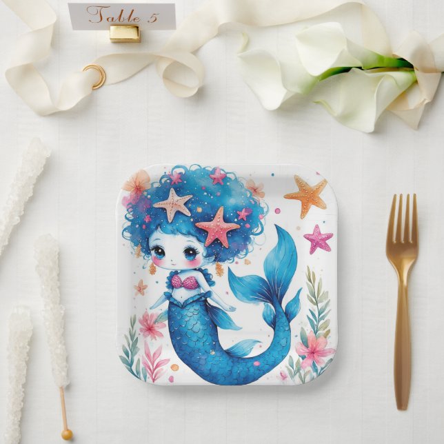 mermaid Birthday or Shower  Paper Plates (Wedding)