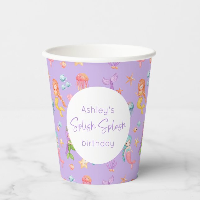 Mermaid Birthday Paper Cups (Front)