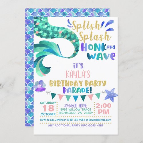 Mermaid Birthday Parade Invitation