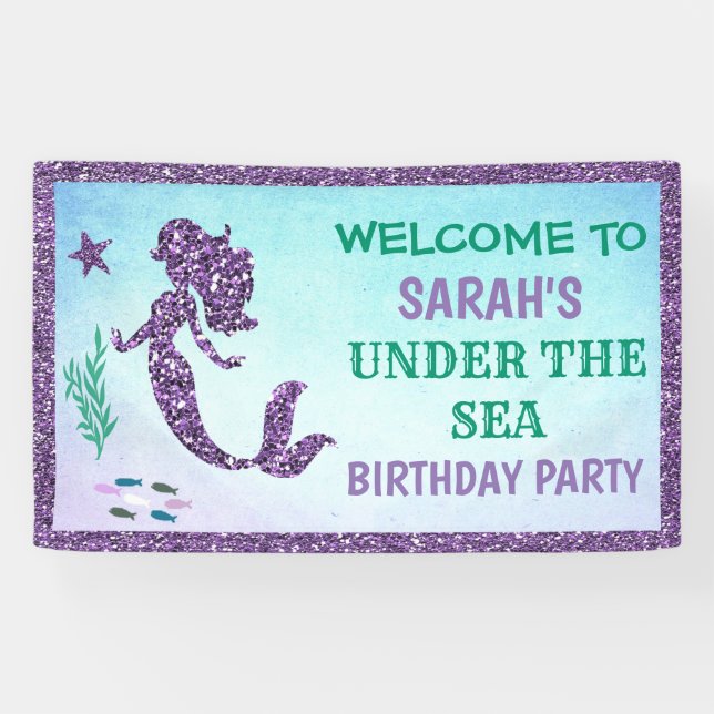 Mermaid Birthday Party Banner (Horizontal)