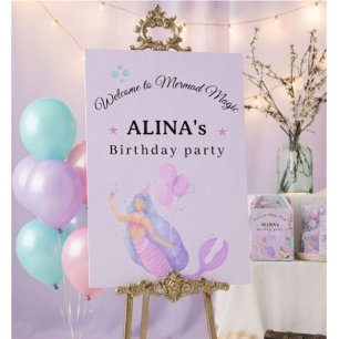 Mermaid Birthday Party Banner Under the Sea Birt Foam Board