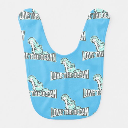 mermaid birthday party Blue   Baby Bib