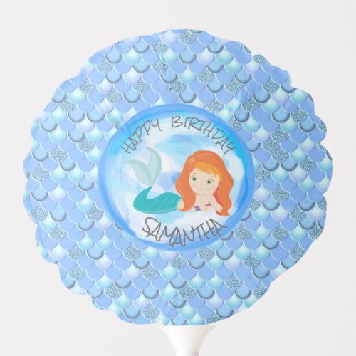 Mermaid Birthday Party Blue Balloon