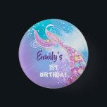 Mermaid Birthday Party Button<br><div class="desc">Mermaid Birthday Birthday Party Supply. Perfect to make your splish splash birthday bash celebration truly magical.</div>