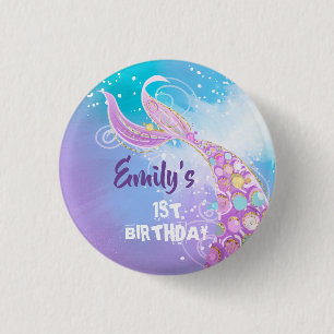 Mermaid Birthday Party Button