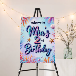 Mermaid Birthday Party Custom Name & Age Welcome Foam Board