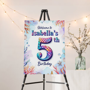 Mermaid Birthday Party Custom Name & Age Welcome Foam Board
