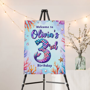 Mermaid Birthday Party Custom Name & Age Welcome Foam Board
