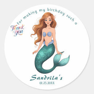 Mermaid  Birthday Party der The Sea Mermaid  Classic Round Sticker