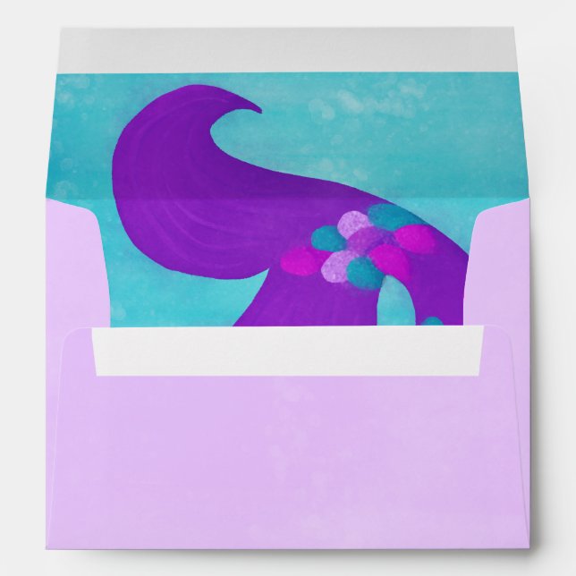 Mermaid Birthday Party Envelopes | Purple & Teal (Back (Bottom))