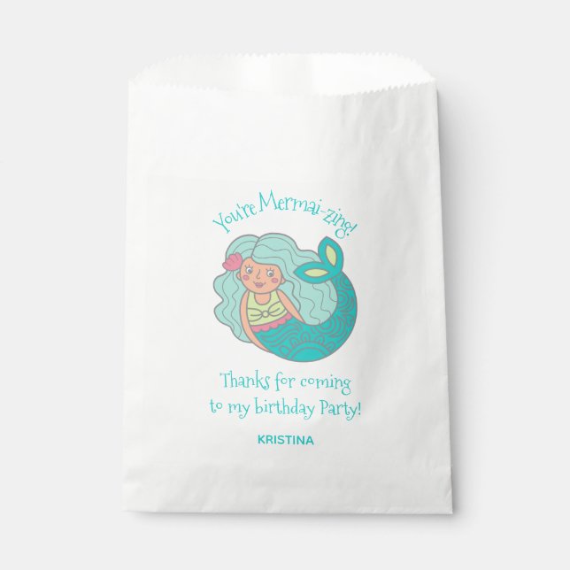 Mermaid Birthday Party Favor Bags (Front)
