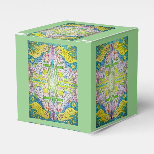 Mermaid Birthday Party Favor Box (Front Side)
