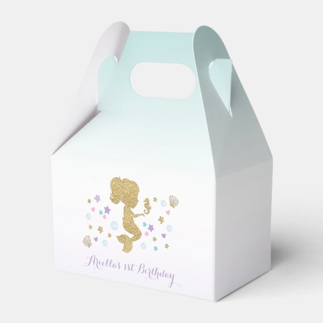 Mermaid Birthday Party Favor Box Under The Sea (Front Side)