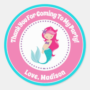 Mermaid Birthday Party Favor Stickers