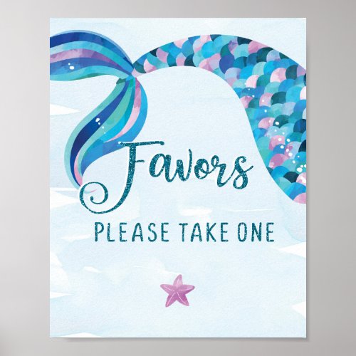 Mermaid Birthday Party Favors Sign