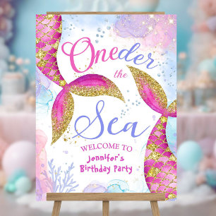 Mermaid Birthday Party Girls Pink Welcome Sign