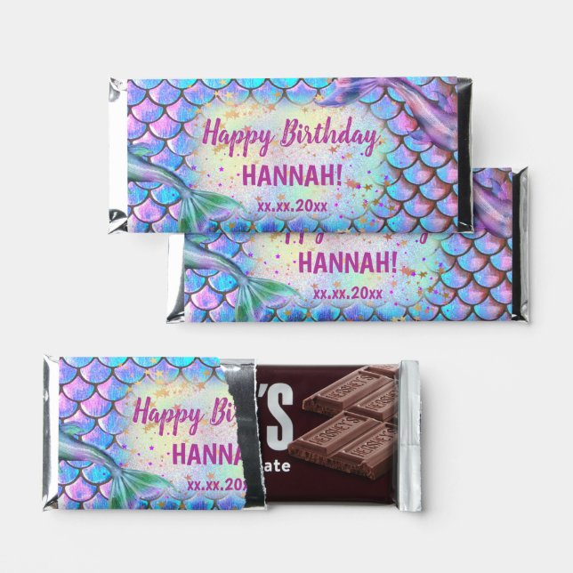 mermaid Birthday party Hershey Bar Favors (Front)