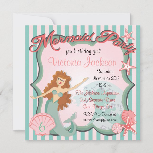 Mermaid Birthday Party Invitation (Front)