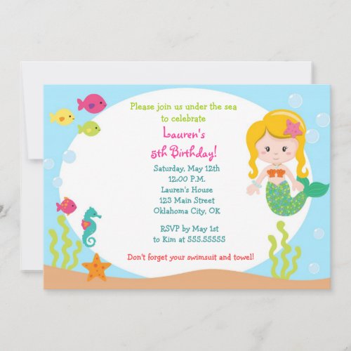 Mermaid Birthday Party Invitation