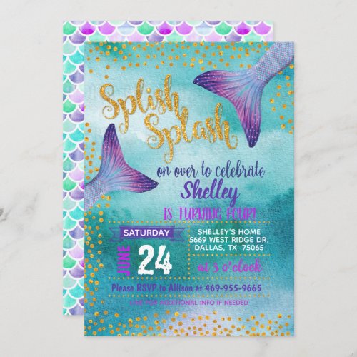 Mermaid Birthday Party Invitation