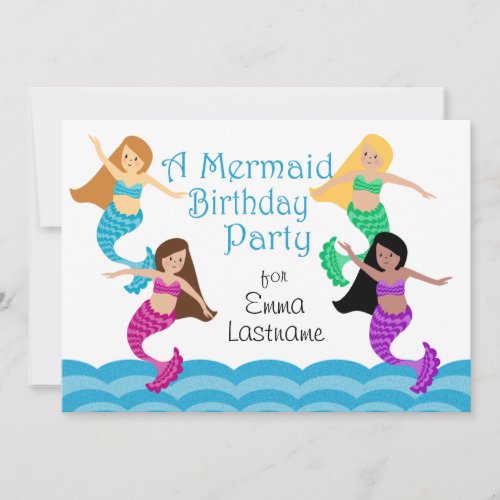 Mermaid Birthday Party Personalized Invites