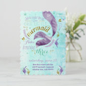 Mermaid Birthday Party Invitation (Standing Front)