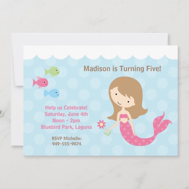 Mermaid Birthday Party Invitation (Front)