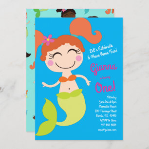 Mermaid Birthday Party  Invitation