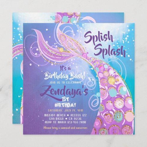 Mermaid Birthday Party Invitation