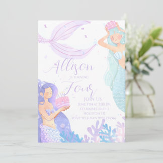 Mermaid Birthday Party Invitation (Purple)