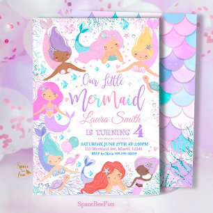 Mermaid Birthday Party Invitation Under