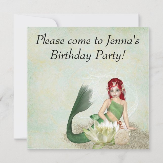 Mermaid Birthday Party Invitations (Front)