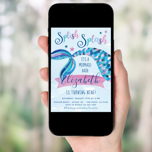 Mermaid Birthday Party Invites (Front Digital)