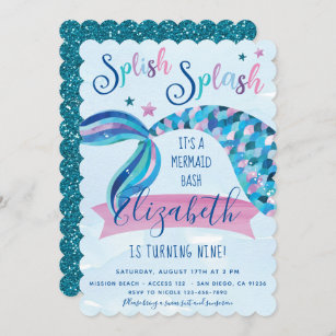 Under the Sea Watercolor Drive-by Invites Mermaid Tail Invitations