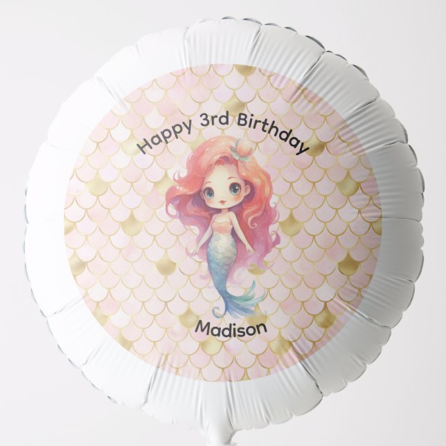 Mermaid Birthday Party Little Girls Helium Balloon (Front)