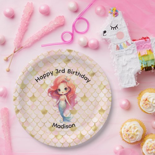 Mermaid Birthday Party Little Girls  Paper Plates