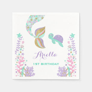 Mermaid Birthday Party Napkin Whimsical Mermaid