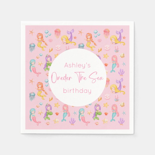 Mermaid Birthday Party Napkins (Front)